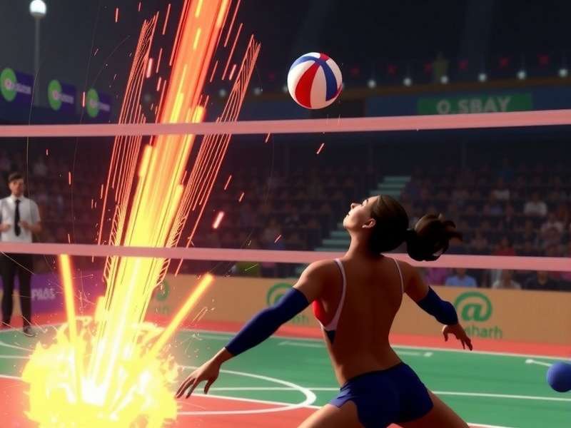 Mahal Volley Champion gameplay showing a player executing a powerful spike